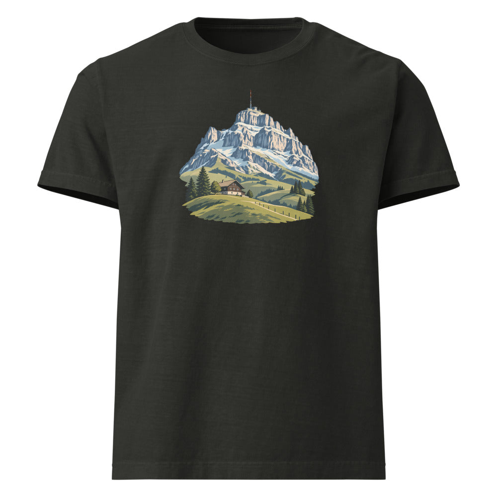 Säntis Appenzeller Hügel Heavyweight-T-Shirt – Schwarz gewaschen