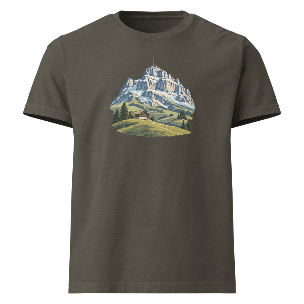 Säntis Appenzeller Hügel Heavyweight-T-Shirt – Anthrazit gewaschen