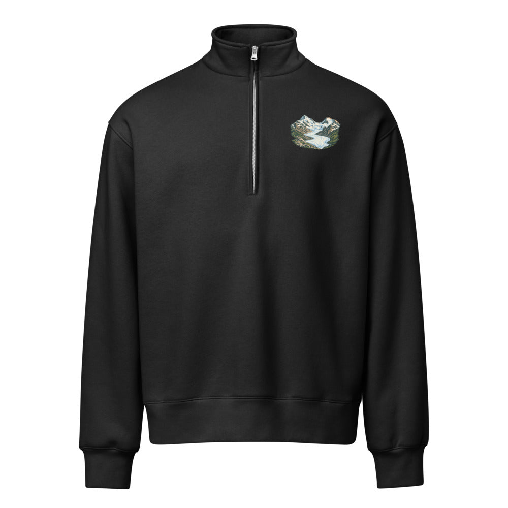 Piz Morteratsch Gletscherzunge Half-Zip-Pullover – Schwarz