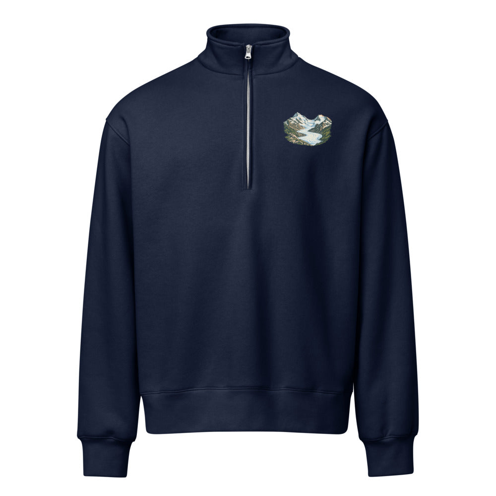 Piz Morteratsch Gletscherzunge Half-Zip-Pullover – Marineblau