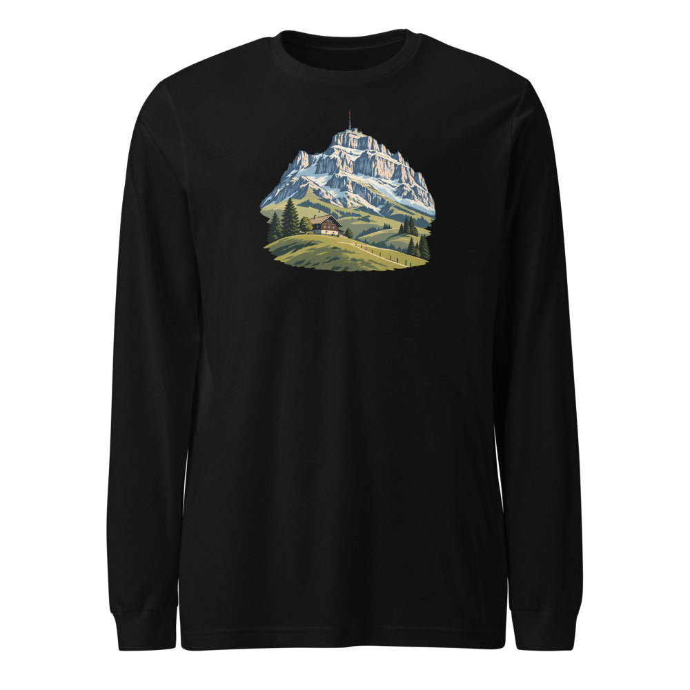 Säntis Appenzeller Hügel Langarmshirt – Schwarz
