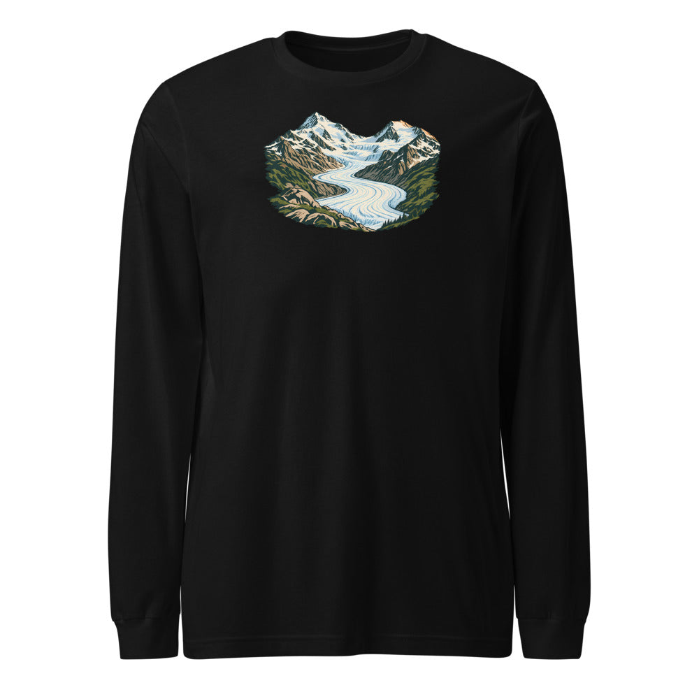 Piz Morteratsch Gletscherzunge Langarmshirt – Schwarz