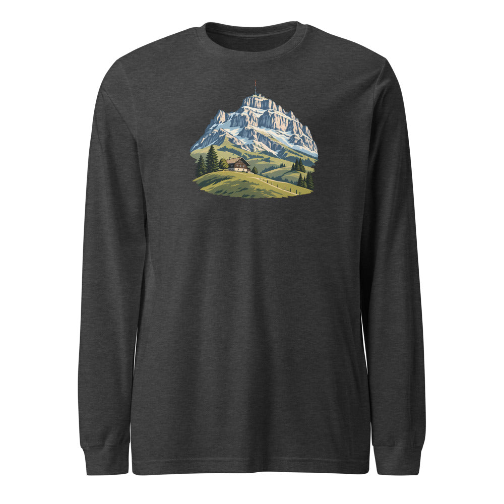 Säntis Appenzeller Hügel Langarmshirt – Dunkelgrau meliert