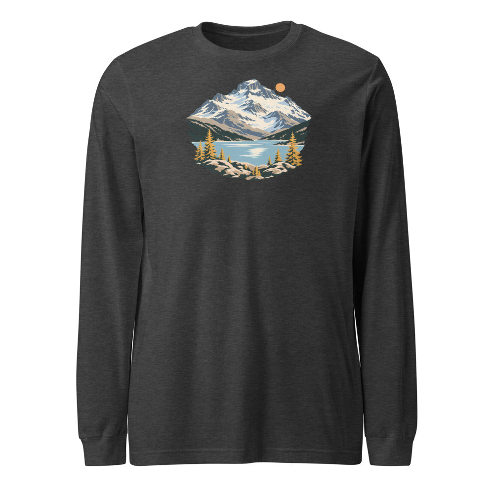 Piz Corvatsch Engadin Langarmshirt – Dunkelgrau meliert