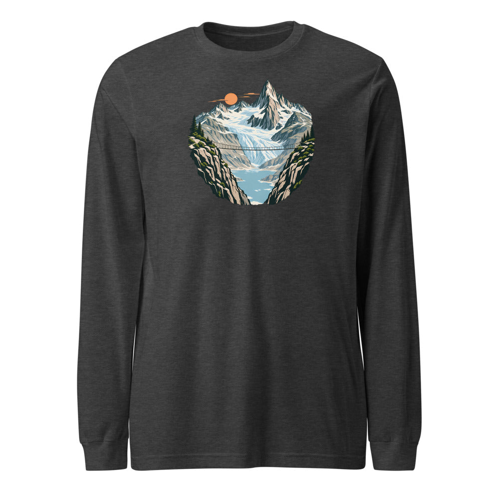 Trift Hängebrücke Langarmshirt – Dunkelgrau meliert
