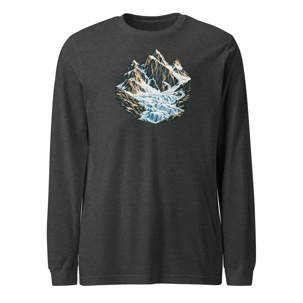 Fiescherhörner Eisbruch Langarmshirt – Dunkelgrau meliert
