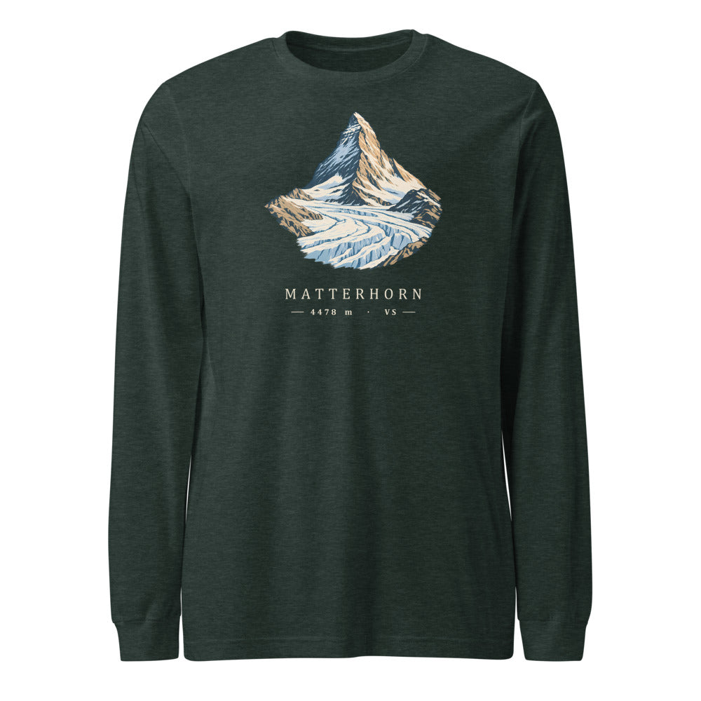 Matterhorn Gornergrat Langarmshirt – Waldgrün meliert
