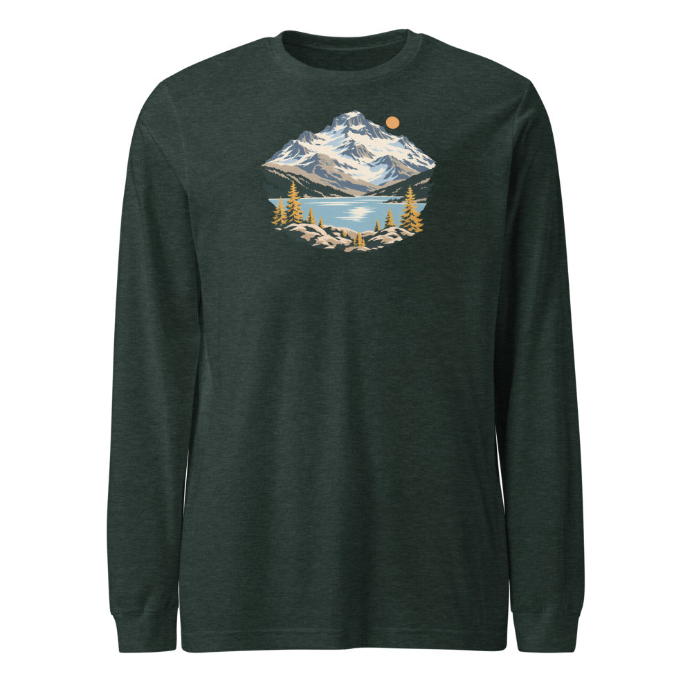 Piz Corvatsch Engadin Langarmshirt – Waldgrün meliert