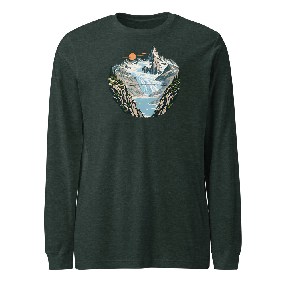 Trift Hängebrücke Langarmshirt – Waldgrün meliert