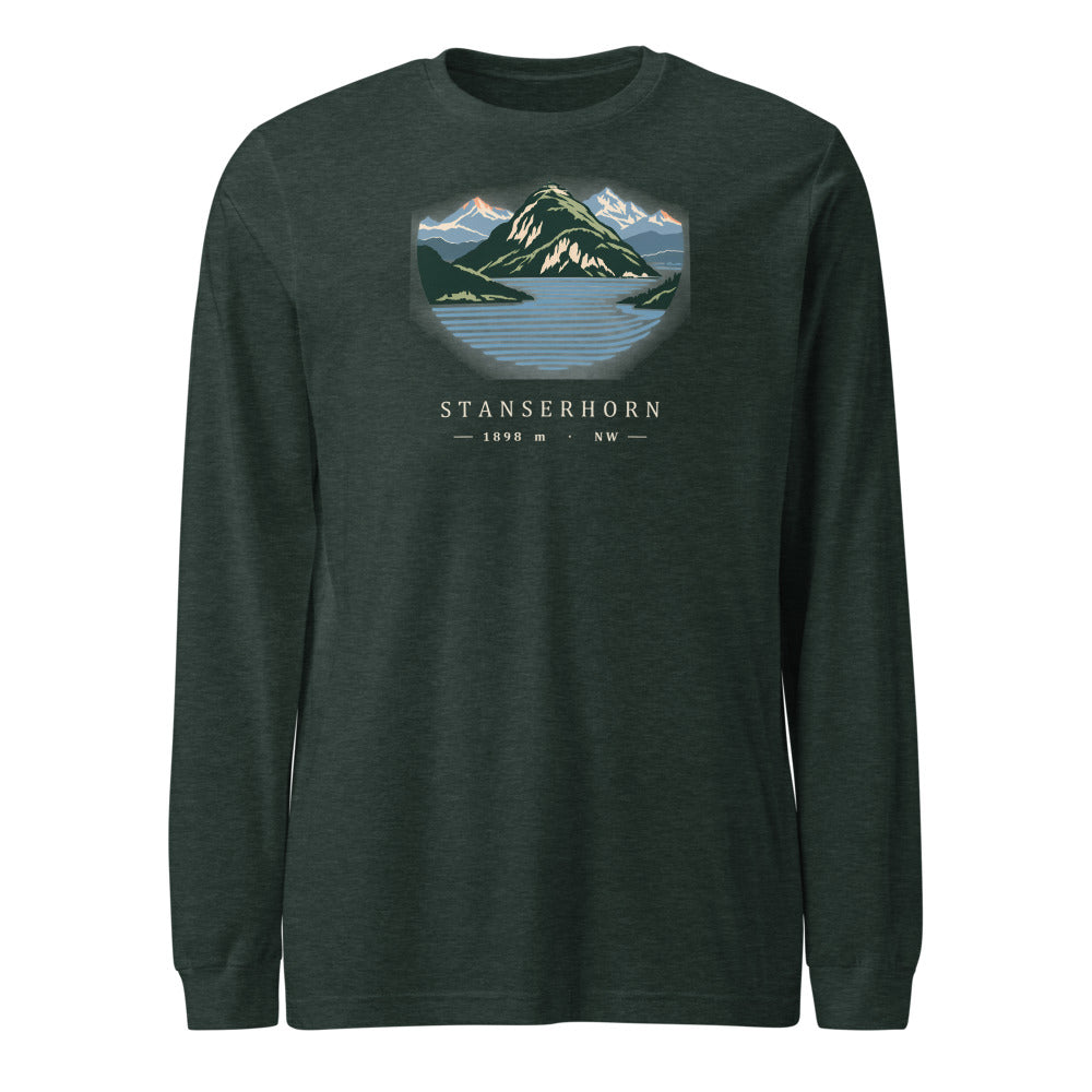 Stanserhorn Vierwaldstättersee Langarmshirt – Waldgrün meliert