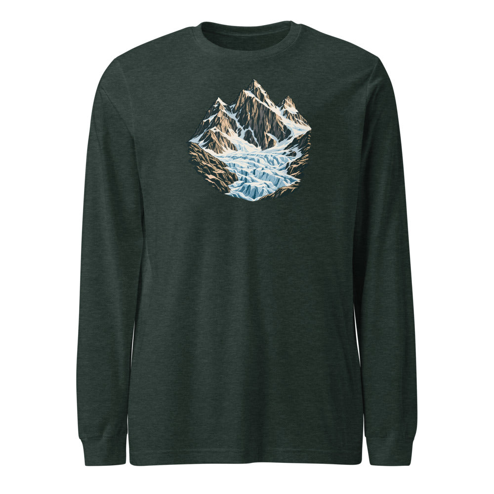 Fiescherhörner Eisbruch Langarmshirt – Waldgrün meliert