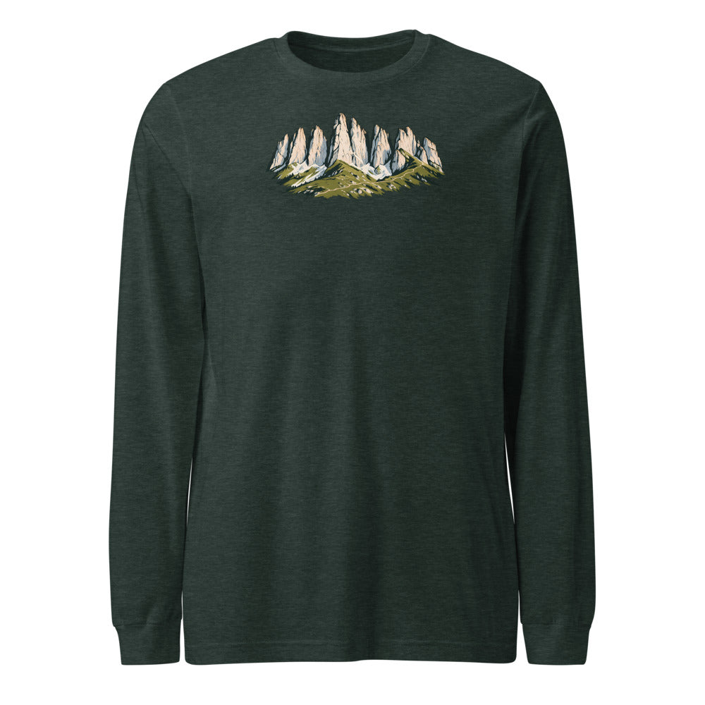 Kreuzberge Alpstein Langarmshirt – Waldgrün meliert