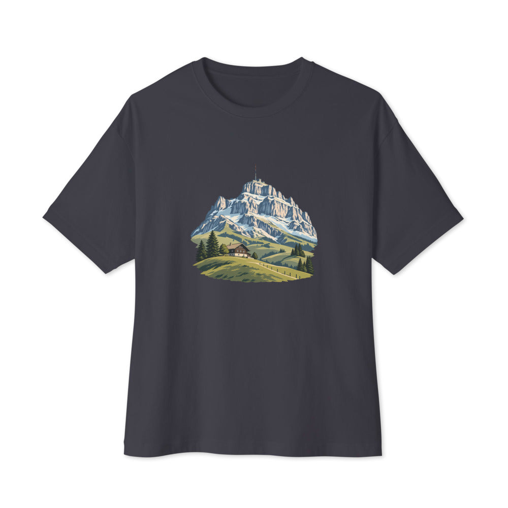 Säntis Appenzeller Hügel Boxy Tee – Dunkelgrau
