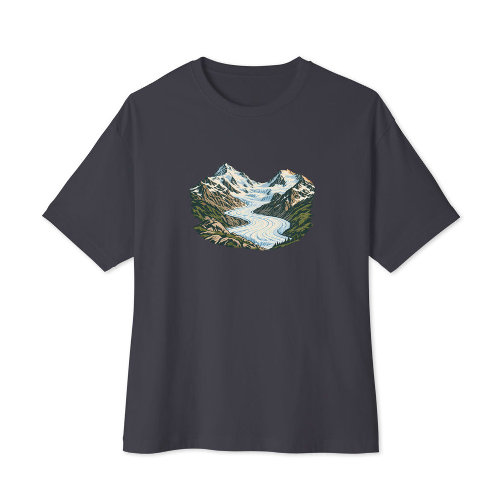 Piz Morteratsch Gletscherzunge Boxy Tee – Dunkelgrau