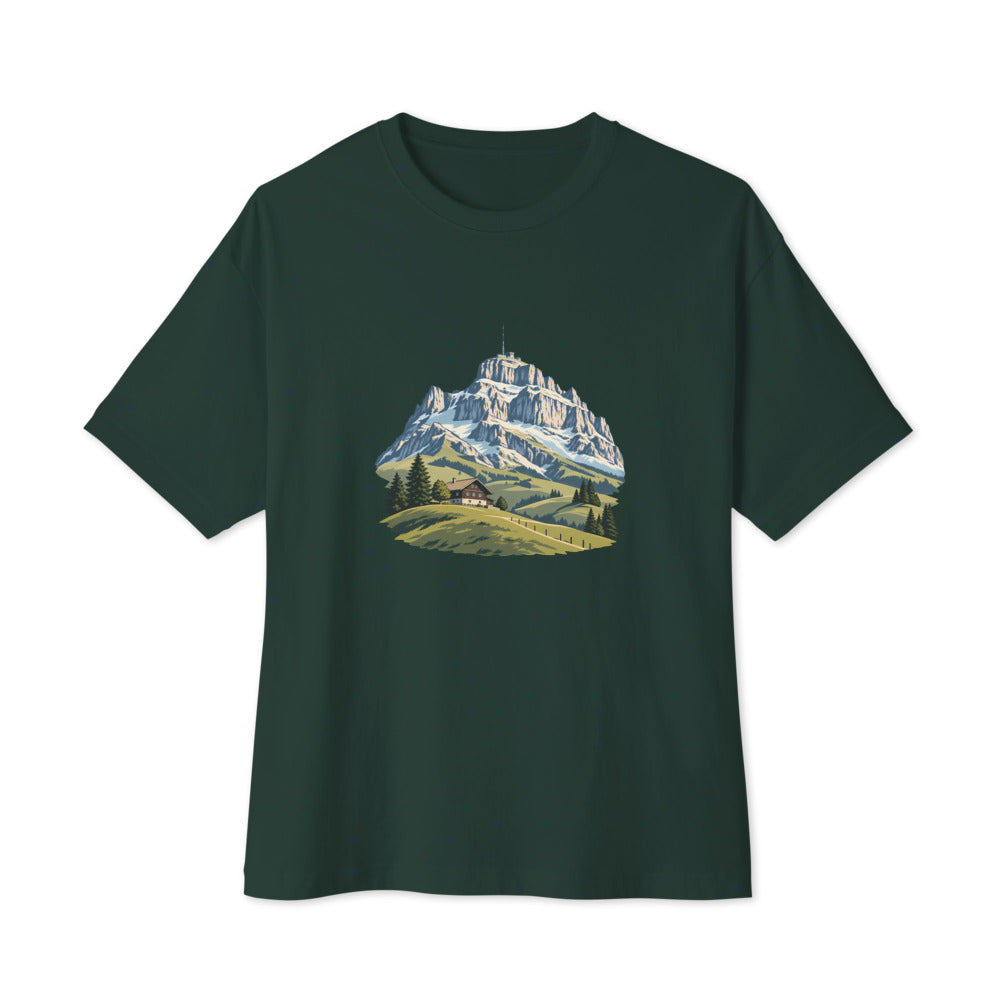 Säntis Appenzeller Hügel Boxy Tee – Waldgrün