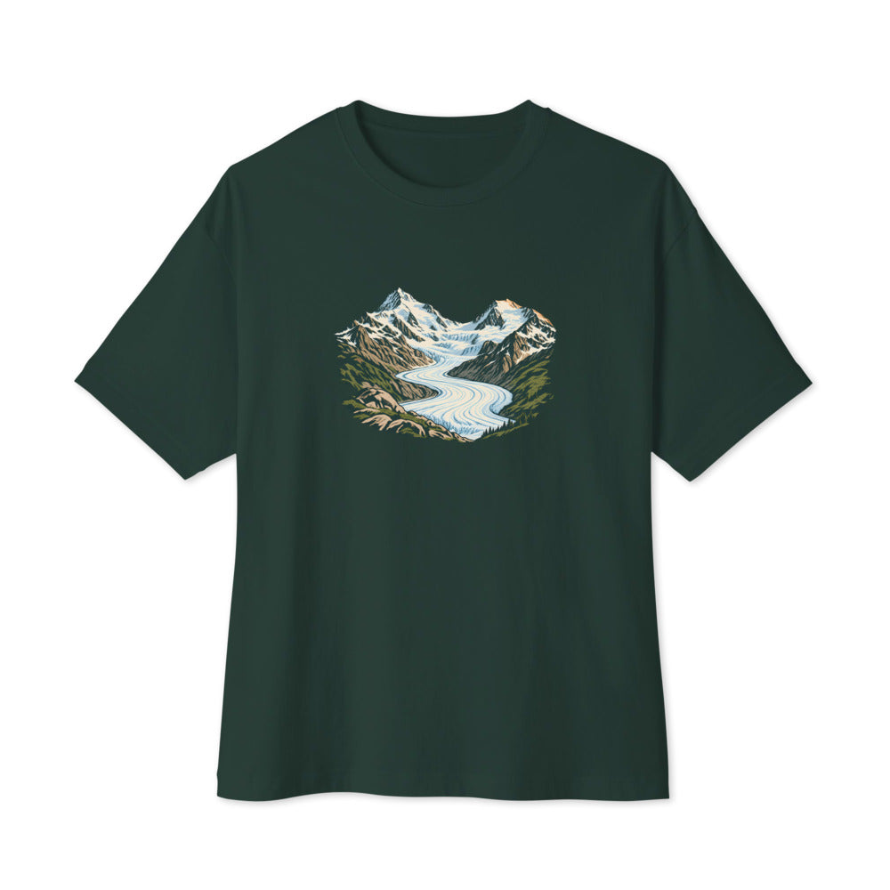 Piz Morteratsch Gletscherzunge Boxy Tee – Waldgrün