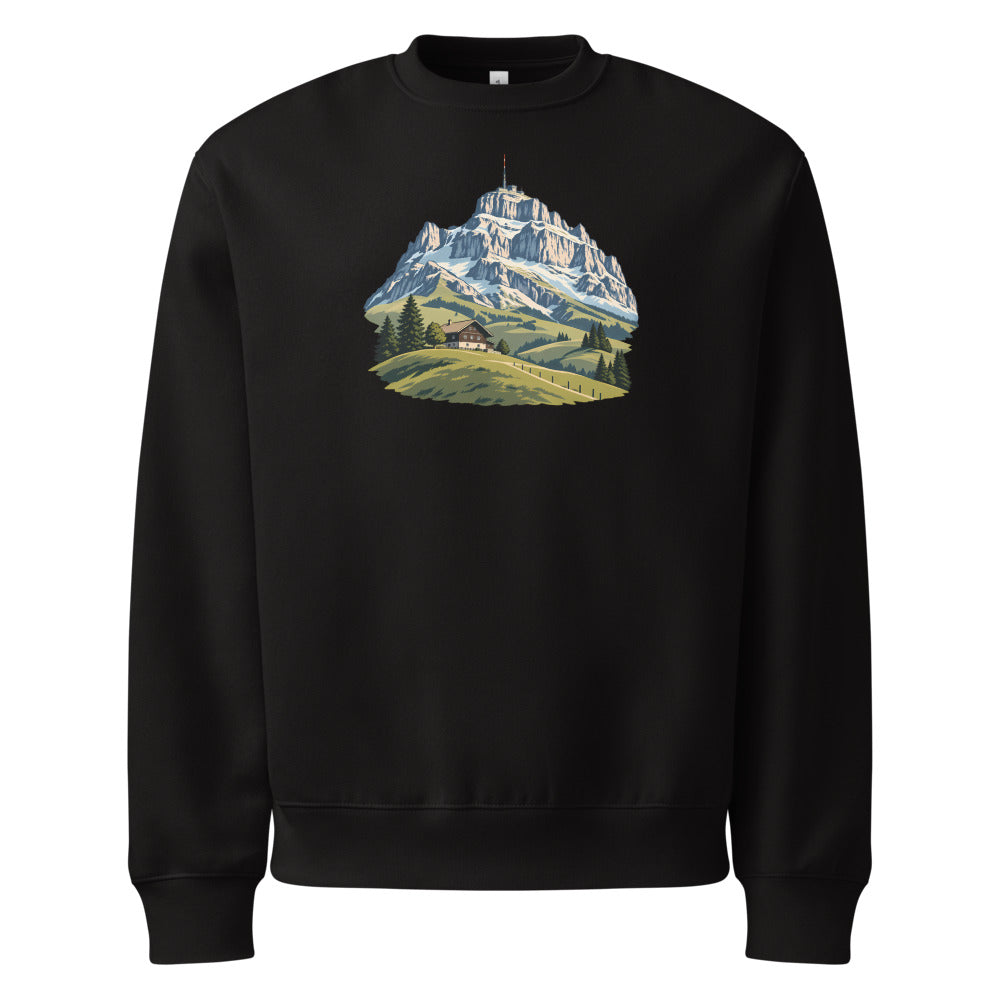 Säntis Appenzeller Hügel Heavyweight Sweatshirt – Schwarz