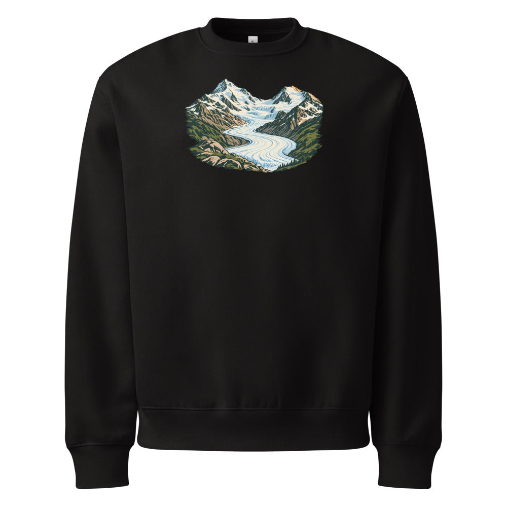 Piz Morteratsch Gletscherzunge Heavyweight Sweatshirt – Schwarz