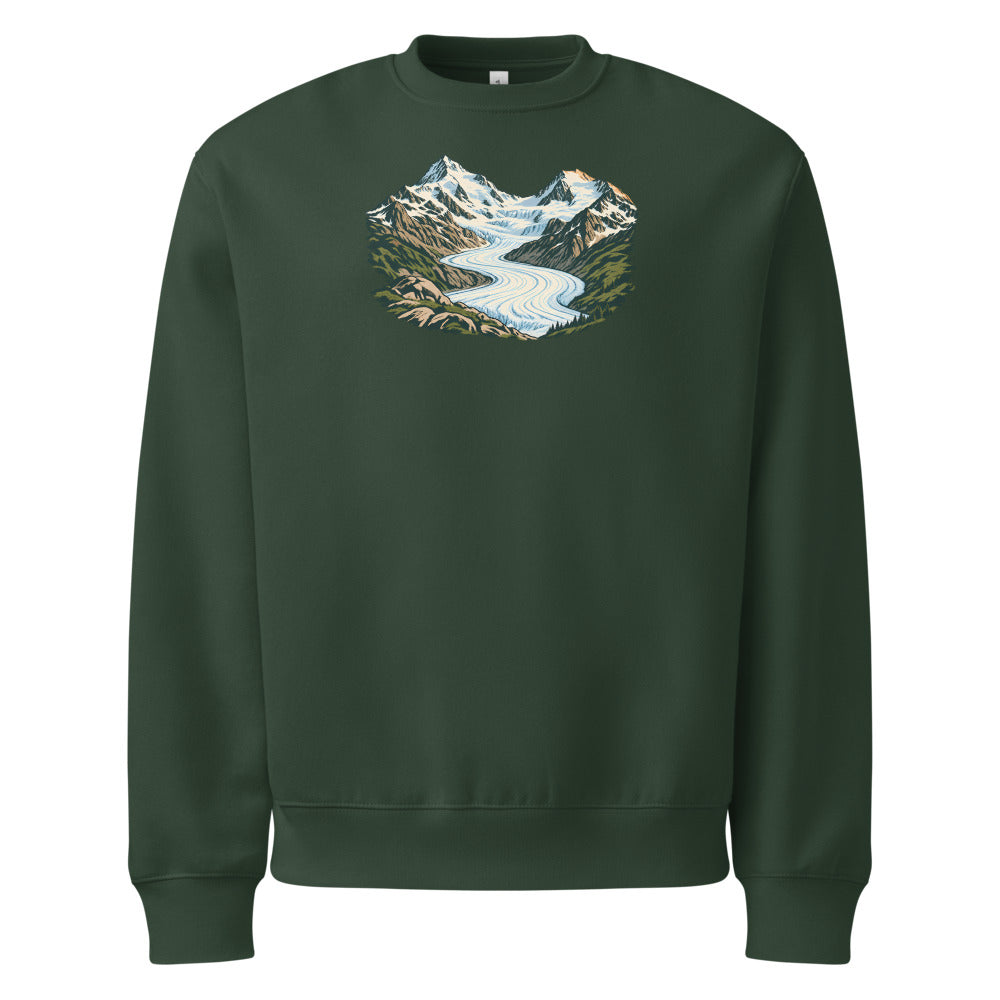 Piz Morteratsch Gletscherzunge Heavyweight Sweatshirt – Waldgrün