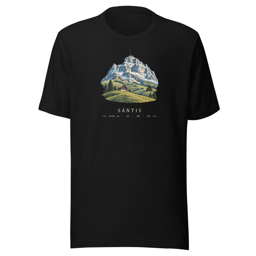 Säntis Appenzeller Hügel T-Shirt – Schwarz