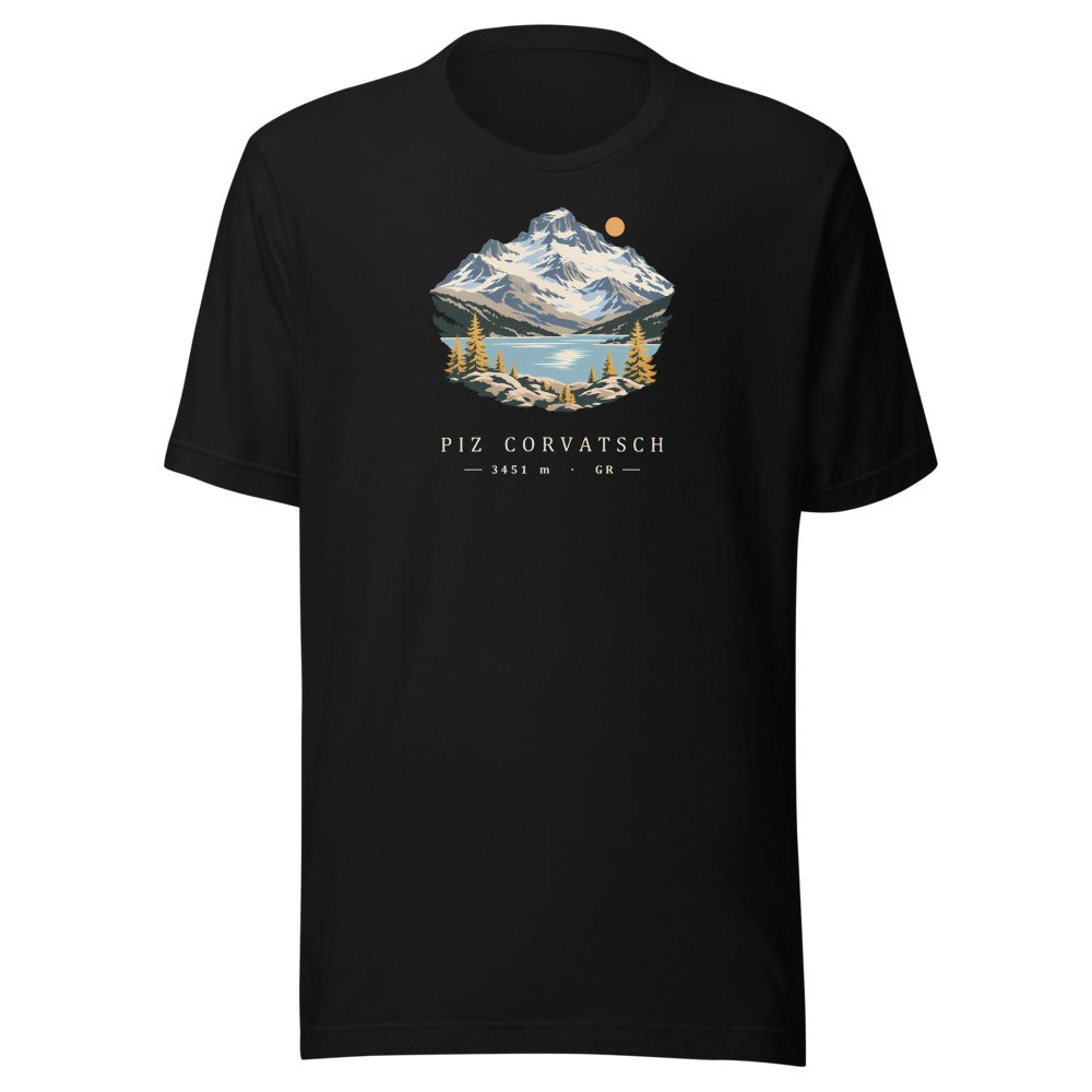 Piz Corvatsch Engadin T-Shirt – Schwarz
