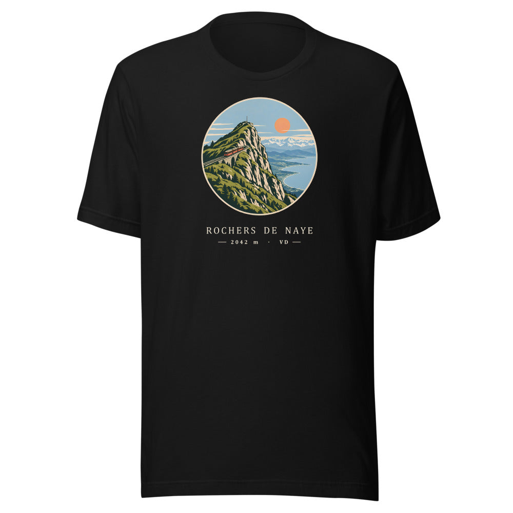 Rochers de Naye Genfersee T-Shirt – Schwarz