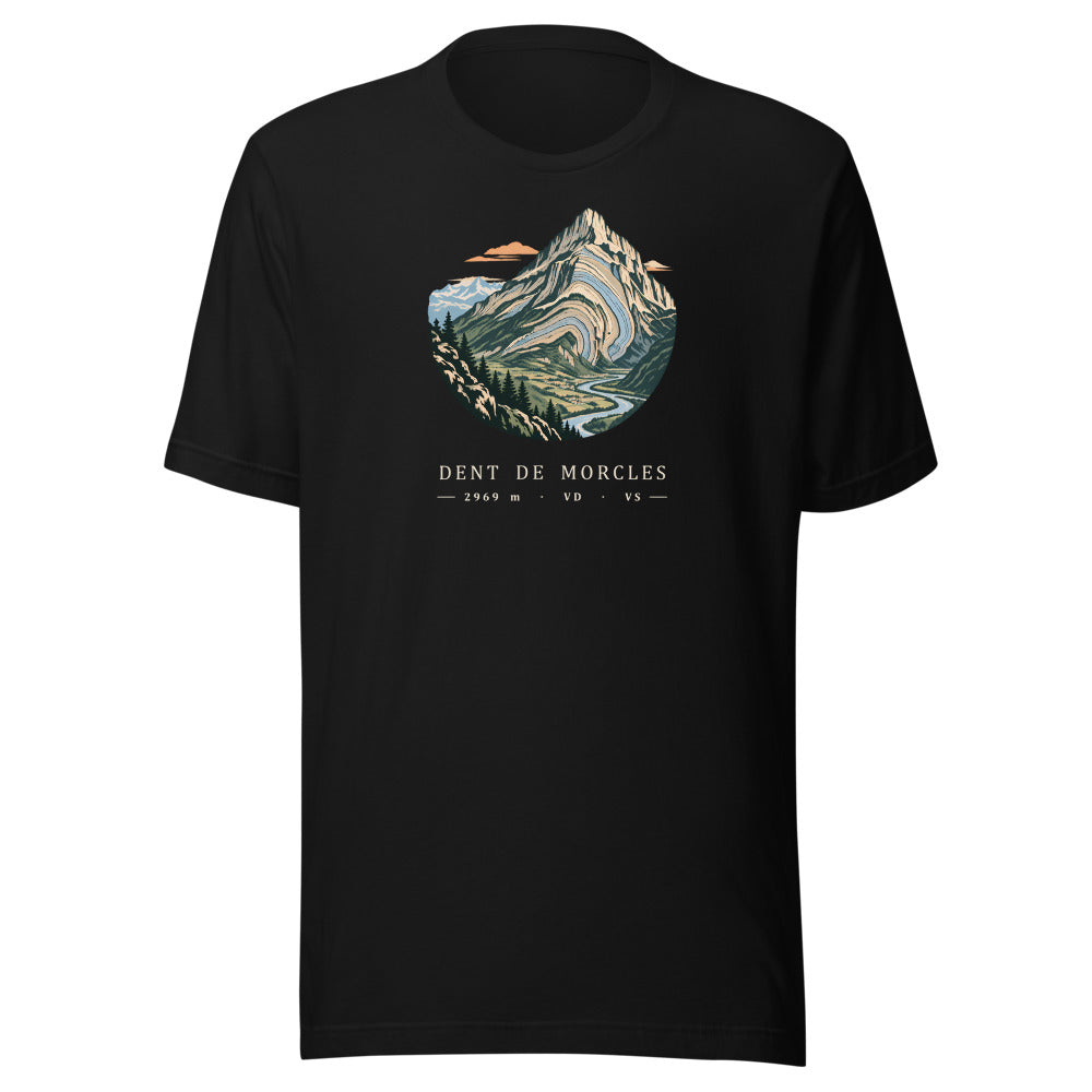 Dent de Morcles Waadt T-Shirt – Schwarz