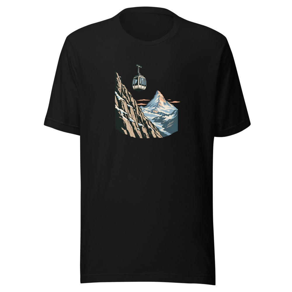 Gondel über dem Fels T-Shirt – Schwarz