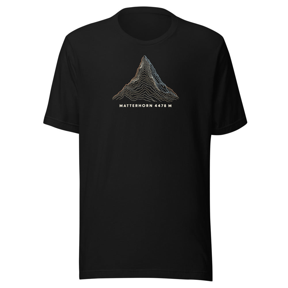 Matterhorn Höhenlinien T-Shirt – Schwarz