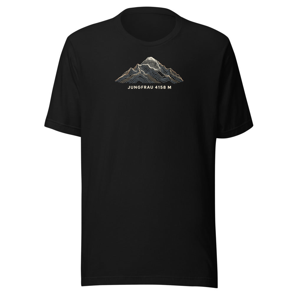 Jungfrau Höhenlinien T-Shirt – Schwarz