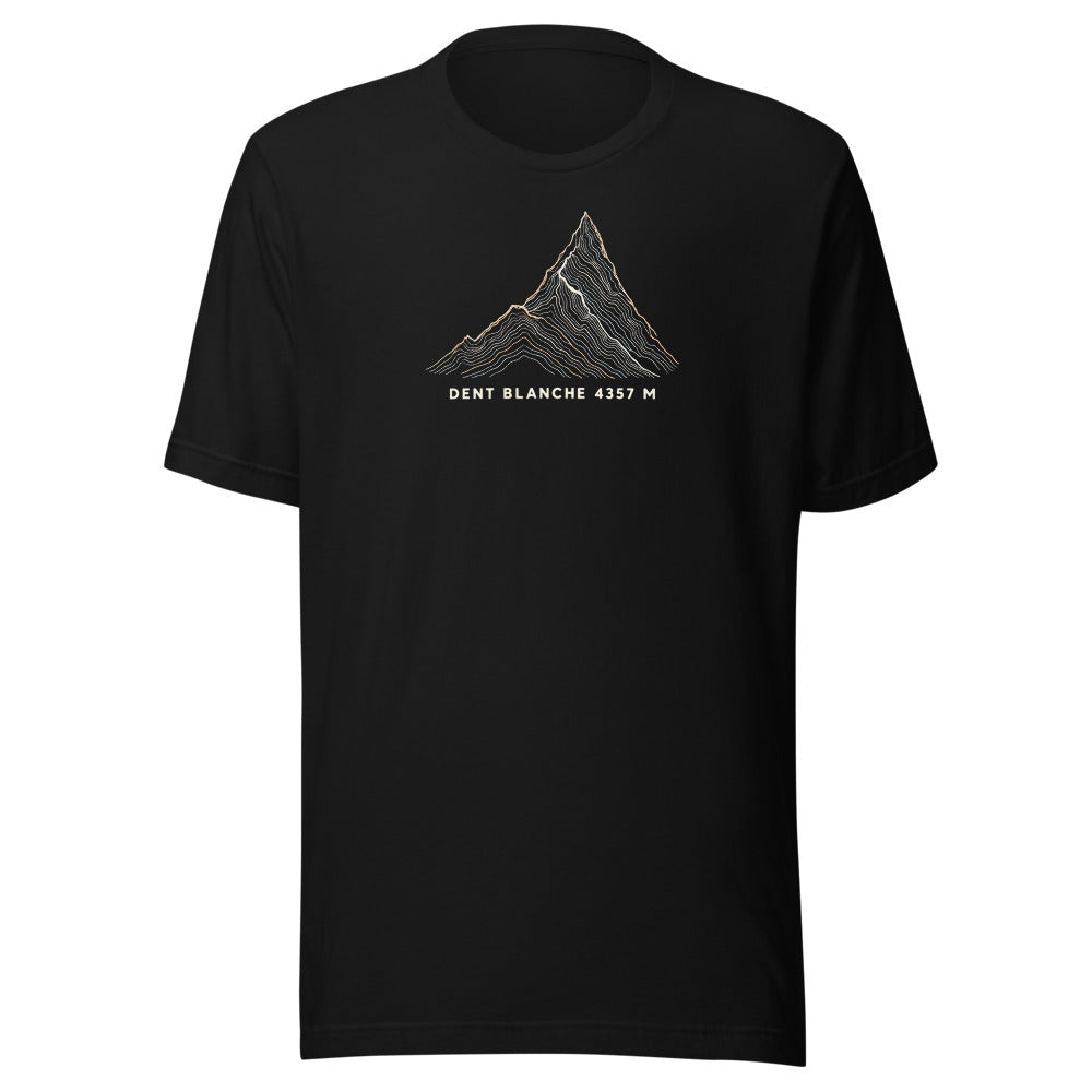 Dent Blanche Höhenlinien T-Shirt – Schwarz