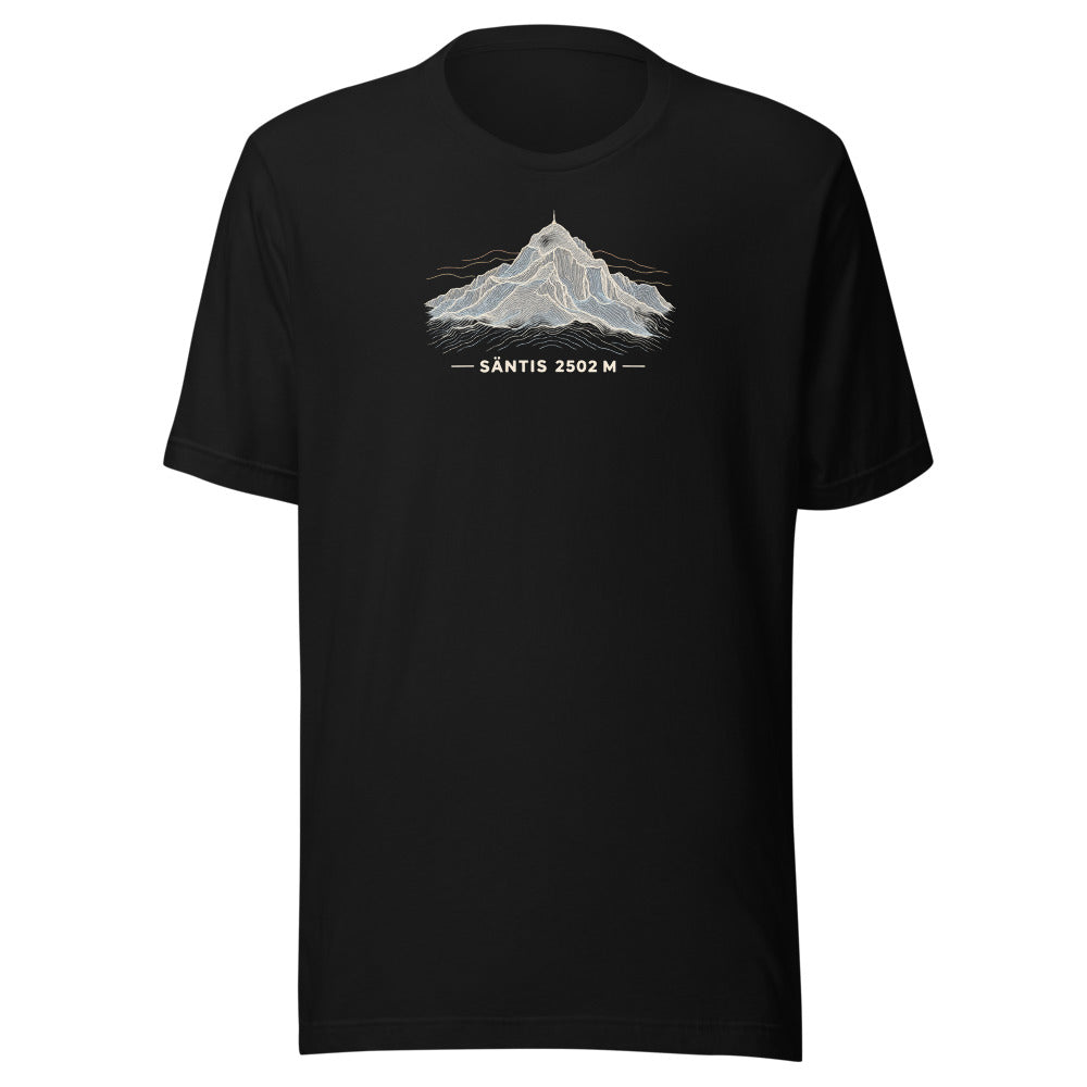 Säntis Höhenlinien T-Shirt – Schwarz