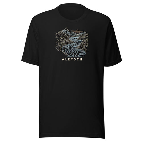 Aletschgletscher Höhenlinien T-Shirt – Schwarz