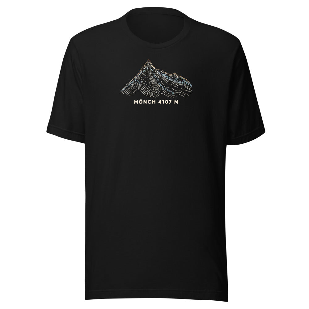 Mönch Höhenlinien T-Shirt – Schwarz