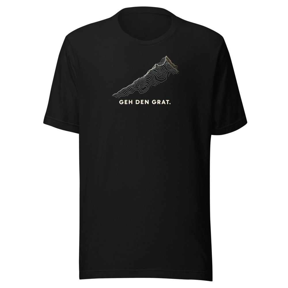 Geh den Grat Höhenlinien T-Shirt – Schwarz
