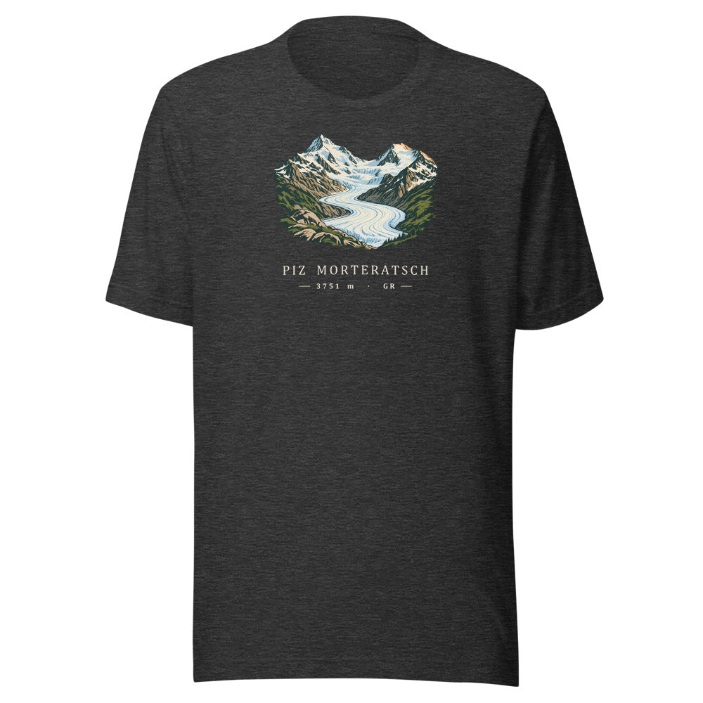 Piz Morteratsch Gletscherzunge T-Shirt – Dunkelgrau meliert