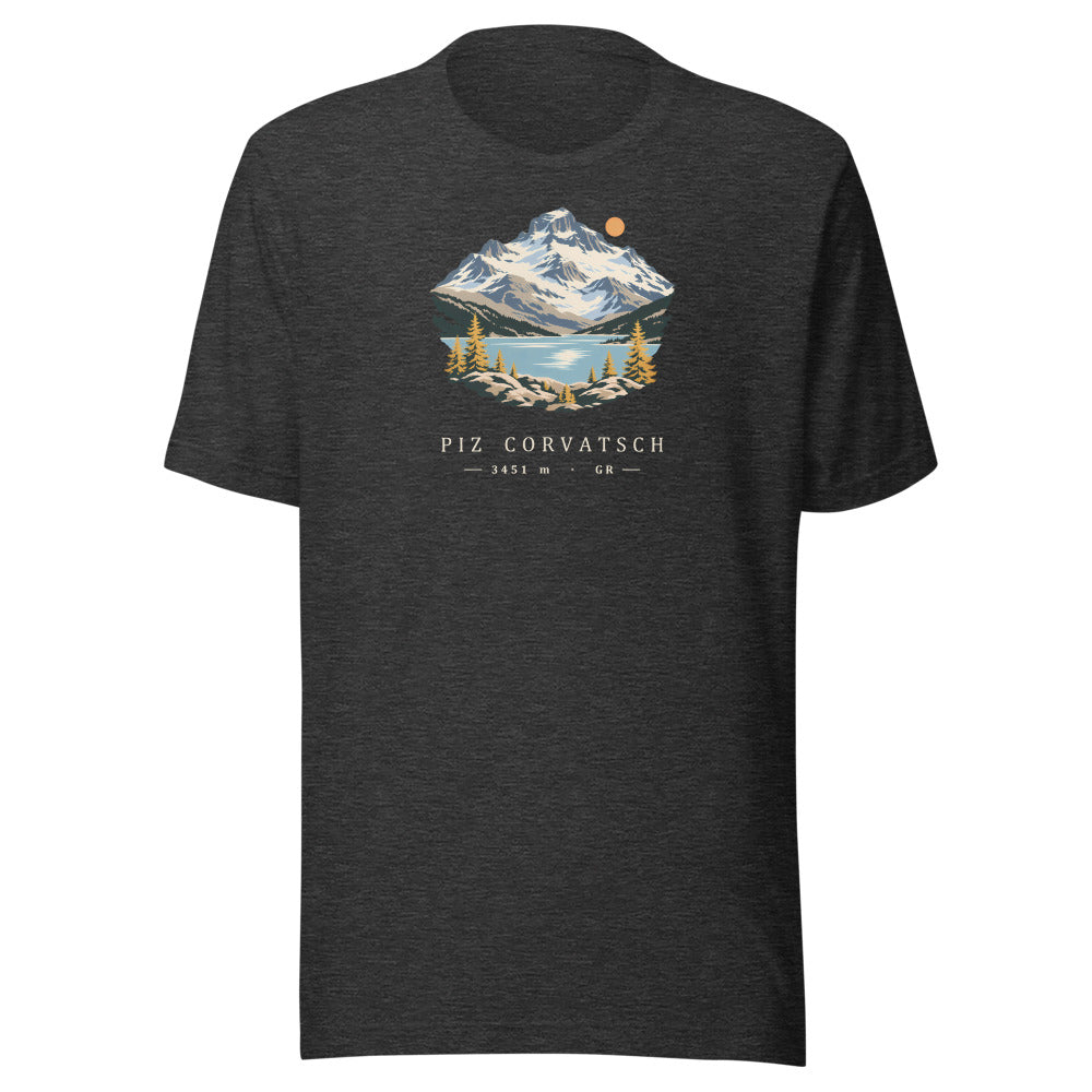 Piz Corvatsch Engadin T-Shirt – Dunkelgrau meliert
