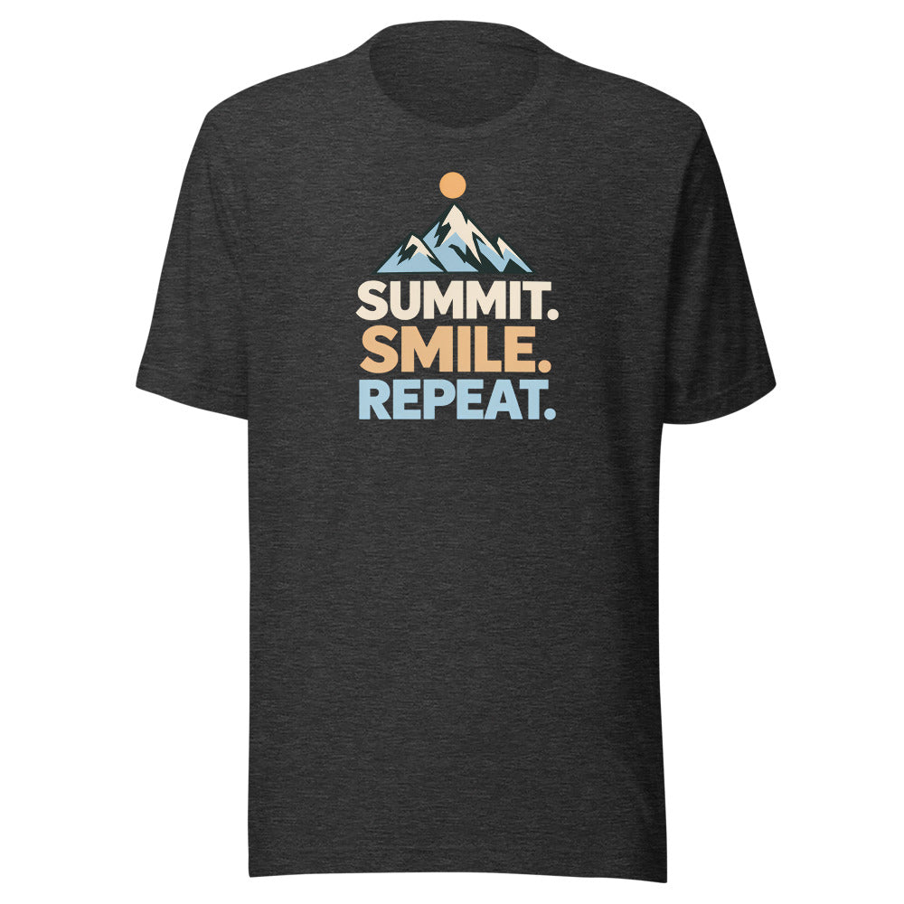 Summit. Smile. Repeat. T-Shirt – Dunkelgrau meliert