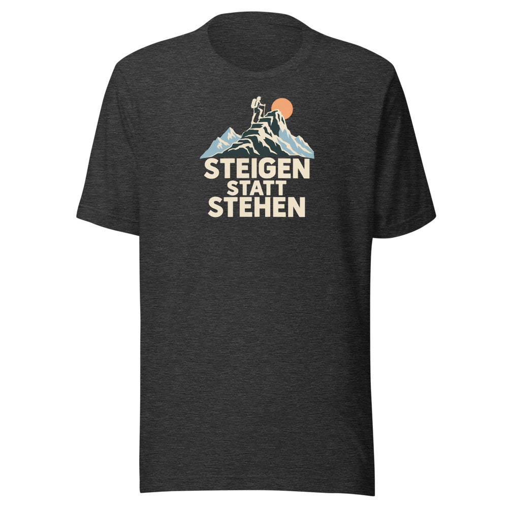 Steigen statt stehen T-Shirt – Dunkelgrau meliert