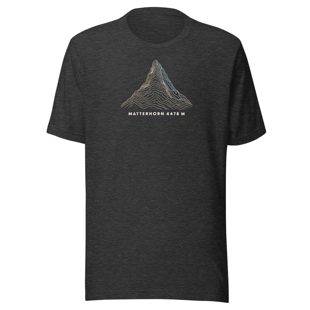 Matterhorn Höhenlinien T-Shirt – Dunkelgrau meliert
