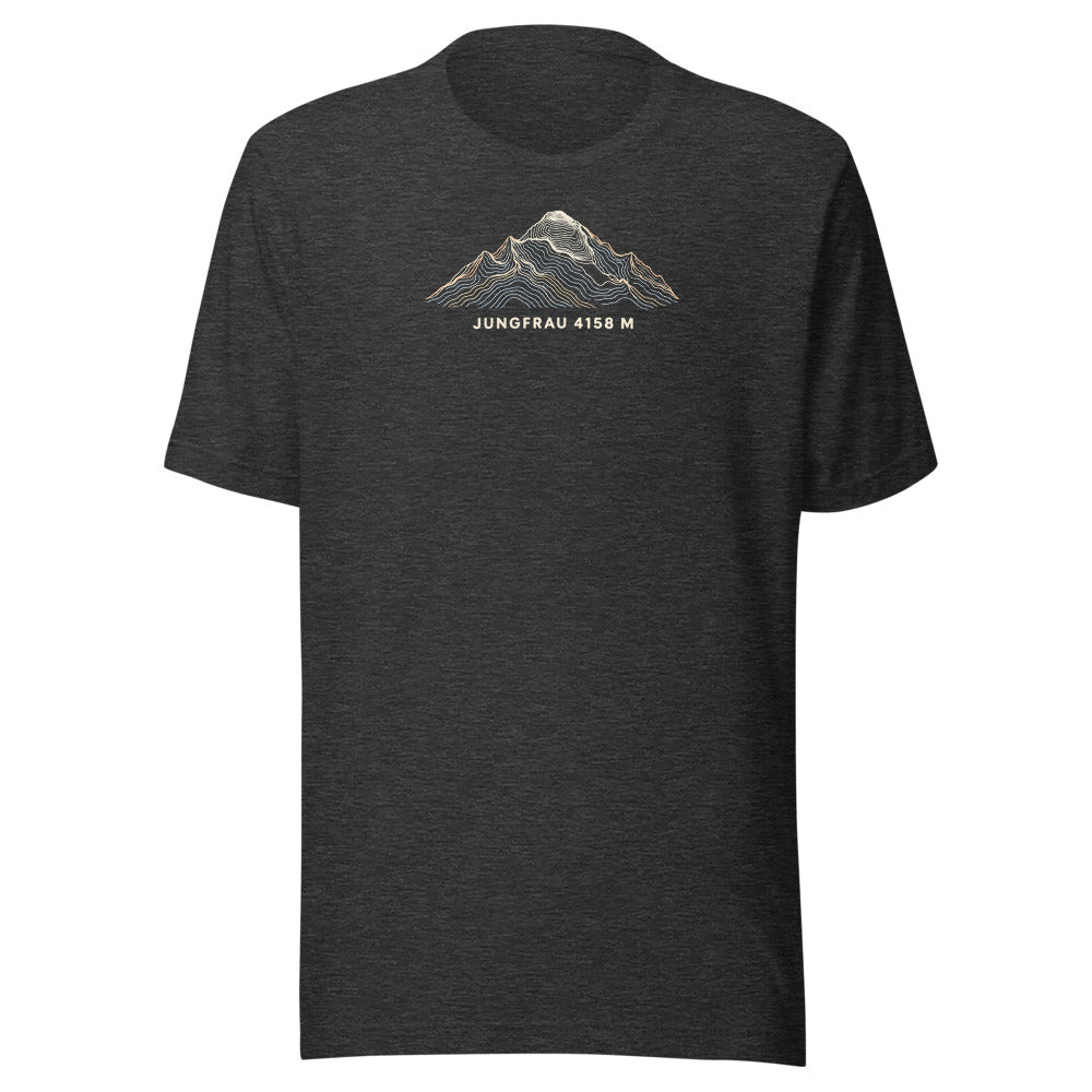 Jungfrau Höhenlinien T-Shirt – Dunkelgrau meliert