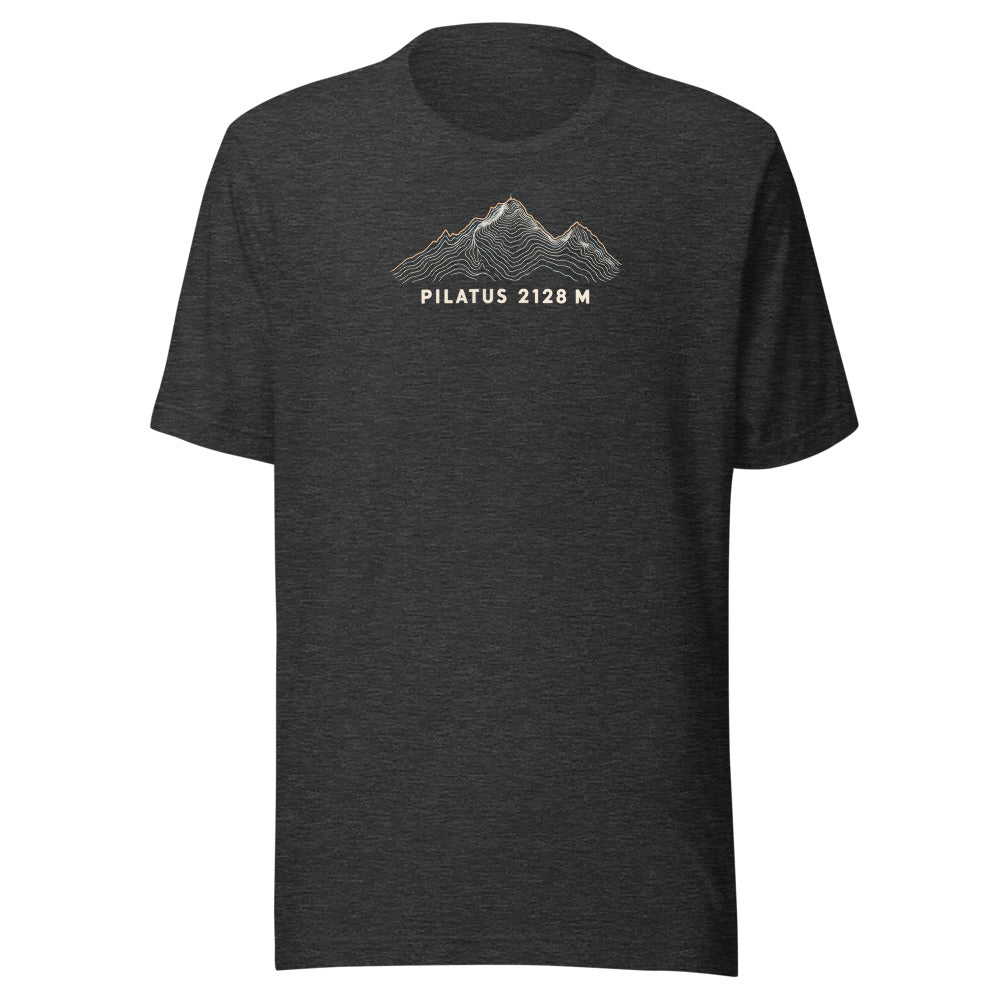 Pilatus Höhenlinien T-Shirt – Dunkelgrau meliert