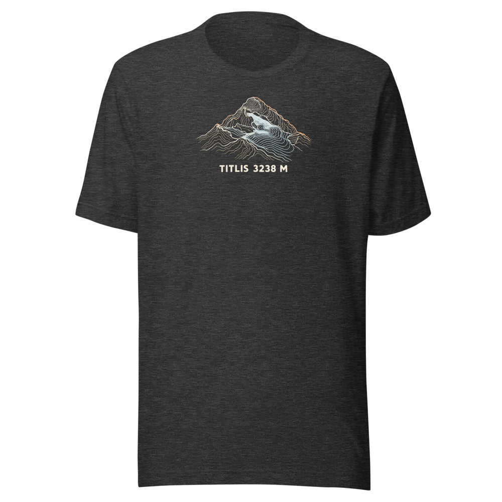 Titlis Höhenlinien T-Shirt – Dunkelgrau meliert