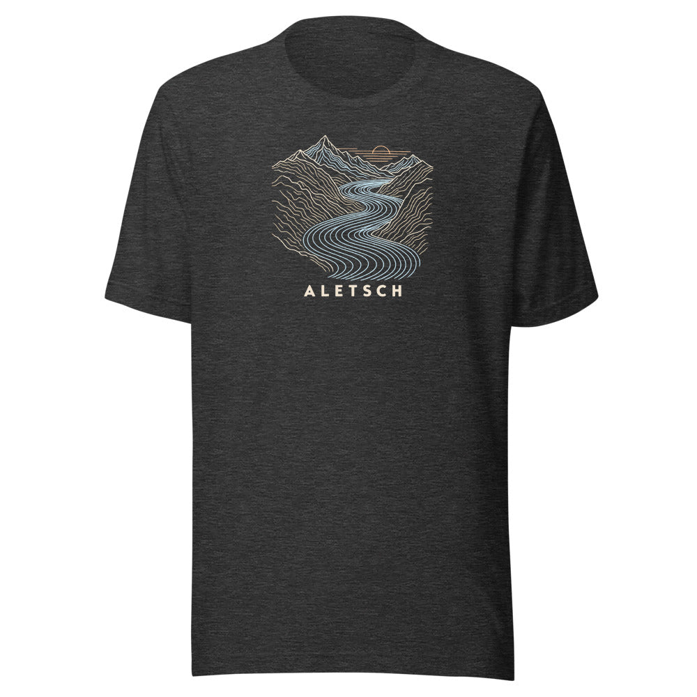 Aletschgletscher Höhenlinien T-Shirt – Dunkelgrau meliert