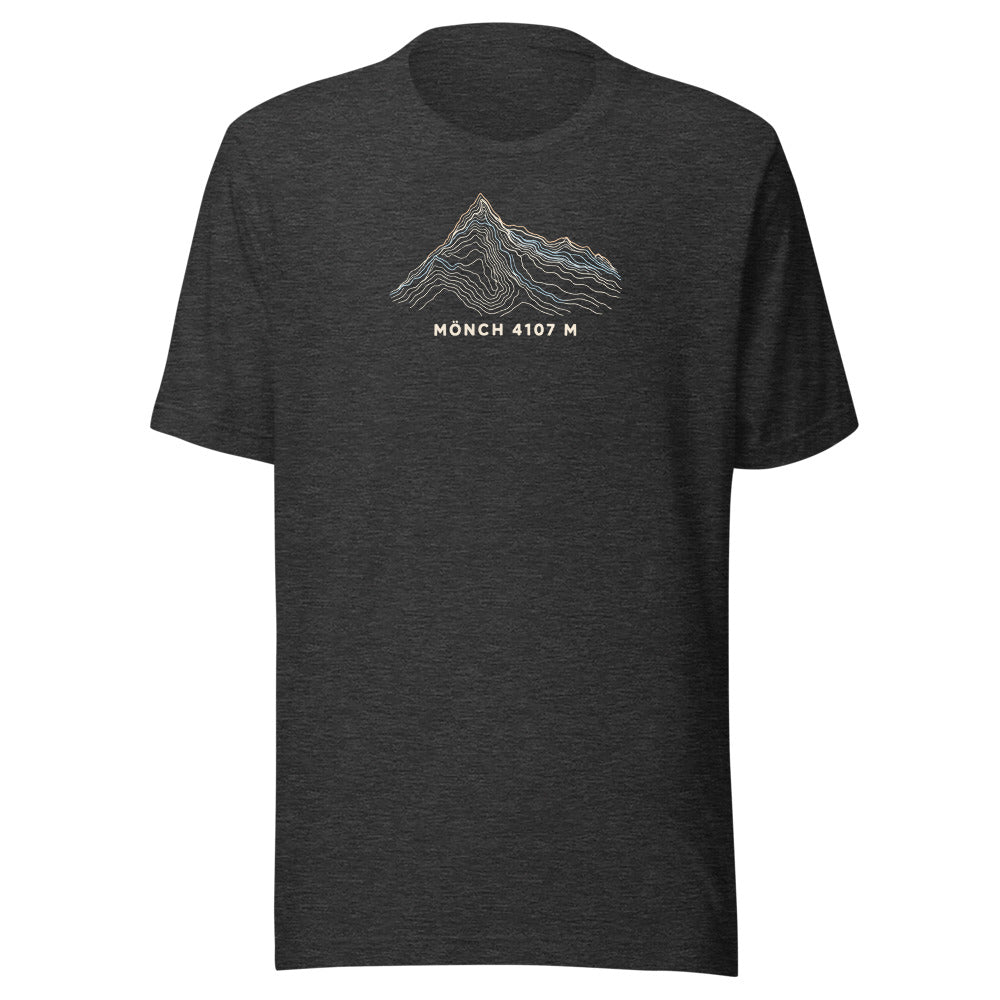Mönch Höhenlinien T-Shirt – Dunkelgrau meliert