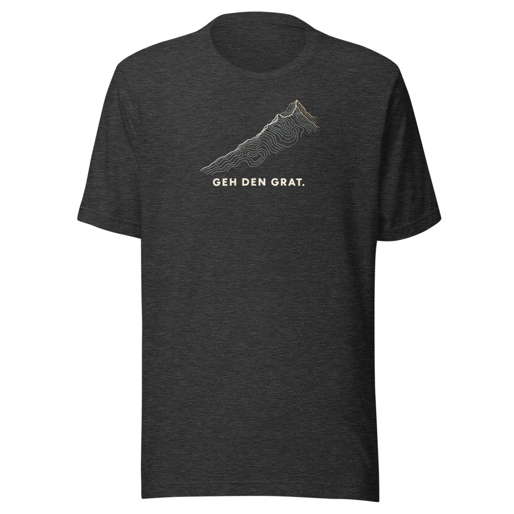 Geh den Grat Höhenlinien T-Shirt – Dunkelgrau meliert