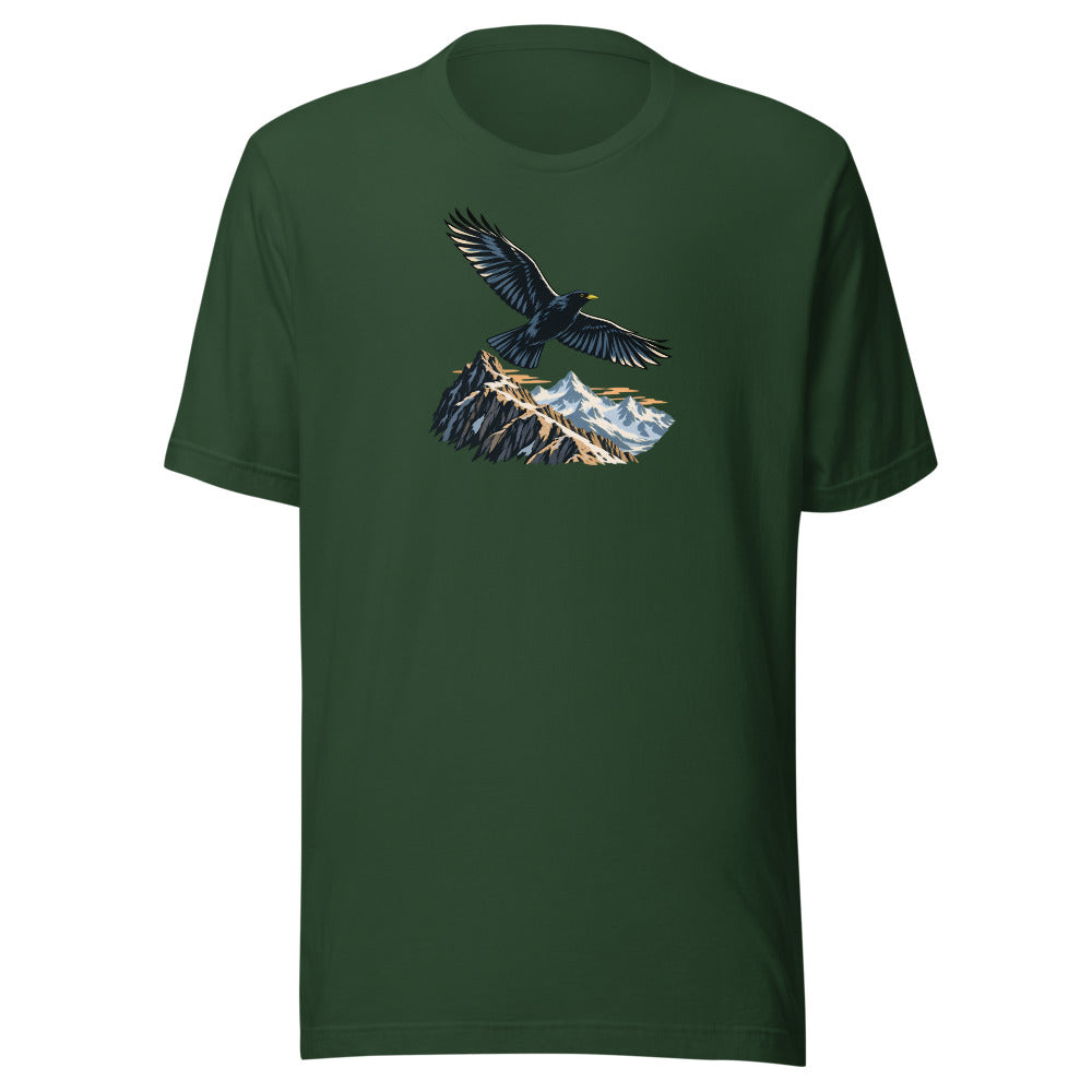 Bergdohle über dem Grat T-Shirt – Waldgrün
