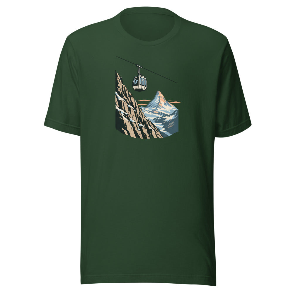 Gondel über dem Fels T-Shirt – Waldgrün