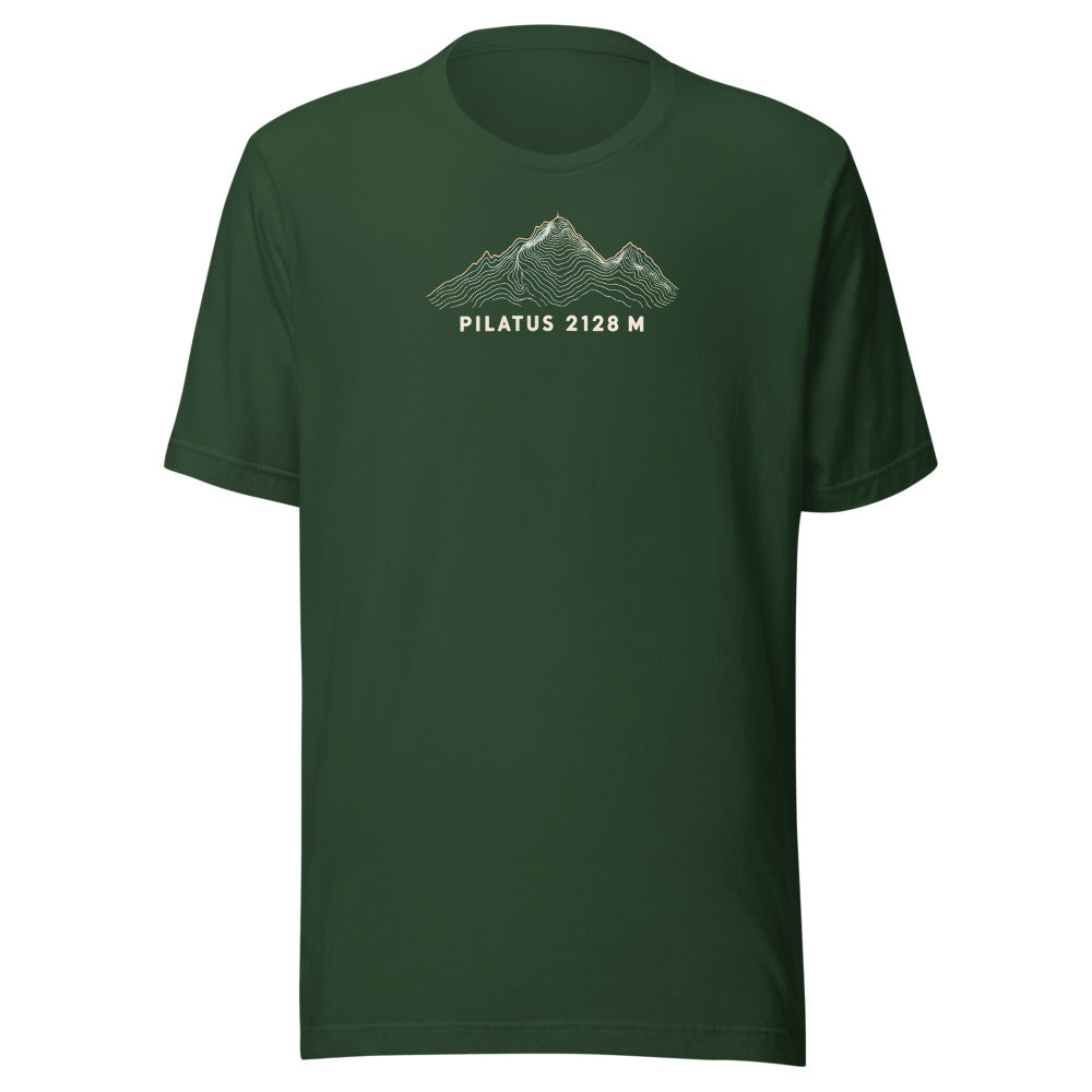 Pilatus Höhenlinien T-Shirt – Waldgrün