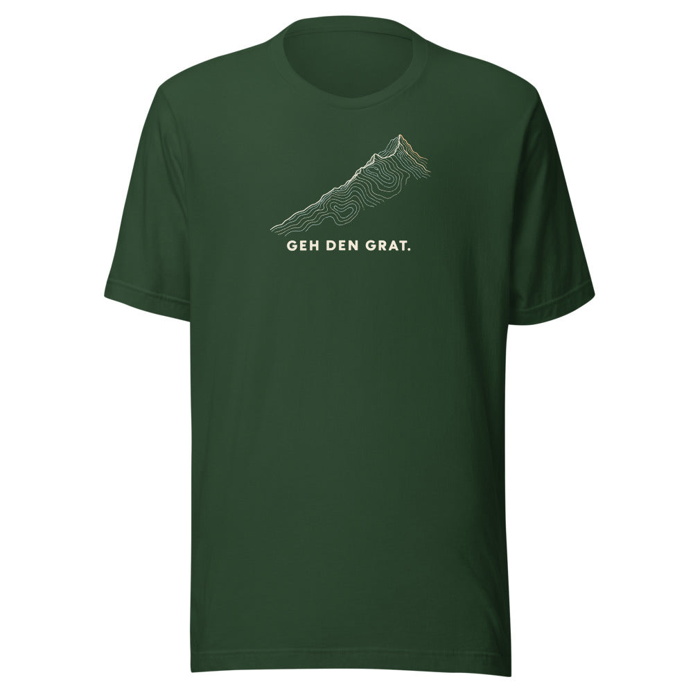 Geh den Grat Höhenlinien T-Shirt – Waldgrün